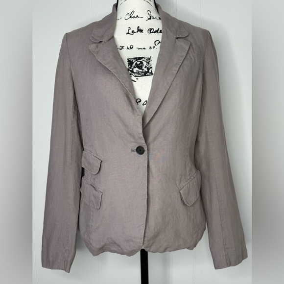 Loft 100% Linen Pewter Lined Blazer Size 4 - Picture 1 of 10
